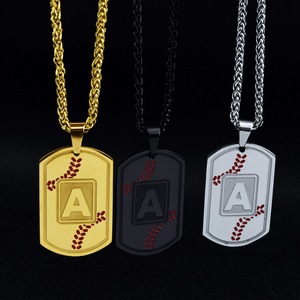 Hot Selling Simple Niche Design A-Z Letter Pendant Necklace Multiple Models Men's Necklaces <b>Titanium</b> Steel Wholesale Jewelry - Product Image 1