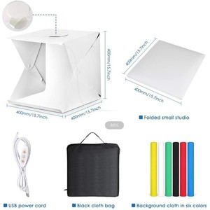 Shooting Tent Box 40cm With 6 Color Backdrops Dual Light <b>Strip</b> For Product Photography <b>Plastic</b> Plug Powered - Product Image 4