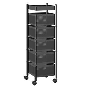 Metal <b>Rolling</b> Kitchen Square Rotating Storage <b>Rack</b>, Snacks Fruit and Vegetable Storage Basket Cart for Kitchen, Living Room - Product Image 2