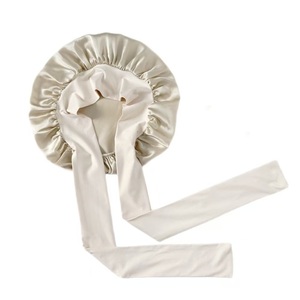 Bonnets <span class=keywords><strong>de</strong></span> nuit personnalisés avec logo, bonnets en satin <span class=keywords><strong>de</strong></span> luxe avec deux bandes pour femmes, vente en gros, pour le <span class=keywords><strong>bain</strong></span> et la douche - Product Image 3