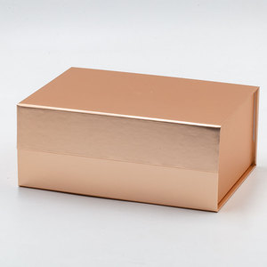 Custom Elegant Flat Fold Pack Bulk Magnetic Closure Rose Gold Gift <b>Box</b> with Ribbon Bow - Product Image 2