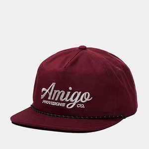 Gorra de Béisbol de 5 Paneles con Logotipo Personalizado OEM, Gorra de Algodón sin Estructura con Bordado, Visera Plana Rojo Oscuro con Cuerda - Product Image 4