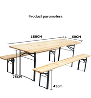 Ensemble table et banc pliants en bois de sapin massif, légers, portables, gain de place, pour extérieur, jardin, camping, pique-nique, patio, cour.