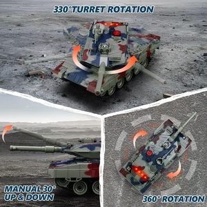 Ensemble de chars télécommandés Dwi Dowellin 1/24, chars de combat militaires avec fonction de pulvérisation, jouets militaires télécommandés, ensemble de chars de combat, 35 minutes de jeu - Product Image 3