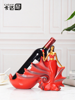 Haut de gamme luxe armoire à vin rouge sirène Sculpture résine artisanat pour salle à manger ou salon décor élégant casier à vin ornement