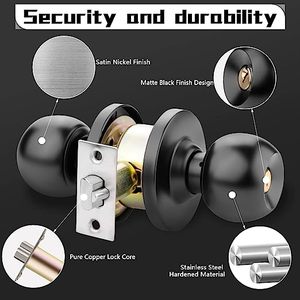 Ensemble de serrures à bouton rond pour entrée résidentielle KY587ET OEM/KAIYING, antivol, finition nickel satiné brossé, <span class=keywords><strong>installation</strong></span> facile, durable, plus sûr - Product Image 3