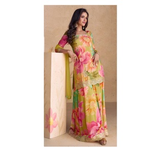 Derniers modèles de costumes palazzo indiens traditionnels modernes pour femmes, tenues de mariage, costumes de mariée à prix de gros - Product Image 1