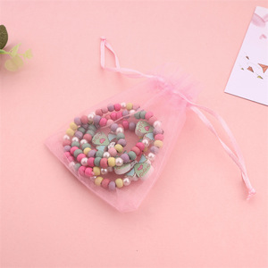 Ensemble <span class=keywords><strong>de</strong></span> bijoux créatifs en <span class=keywords><strong>bois</strong></span> avec motif ange <span class=keywords><strong>de</strong></span> dessin animé, bracelet et collier, accessoires <span class=keywords><strong>de</strong></span> bijouterie en gros - Product Image 4