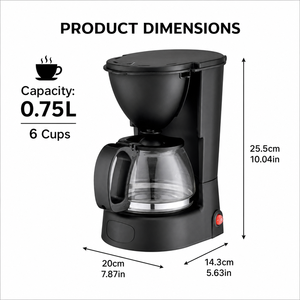 <span class=keywords><strong>Cafetera</strong></span> de <span class=keywords><strong>goteo</strong></span> eléctrica portátil, máquina de café con <span class=keywords><strong>filtro</strong></span> <span class=keywords><strong>permanente</strong></span>, 6 tazas, 650W - Product Image 5