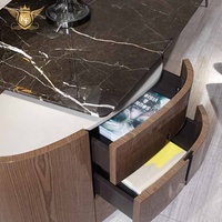 Bureau de direction avec tiroirs réglables, style luxe léger, en MDF et marbre, pour PDG, directeur, usage professionnel ou à domicile