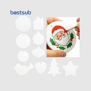 BestSub main peinture <span class=keywords><strong>dessin</strong></span> suspendu ornement UV bisque arbre <span class=keywords><strong>de</strong></span> noël décorer ornement en céramique - Product Image 1