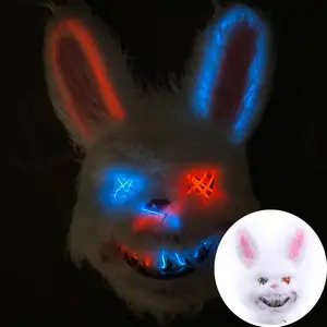 Mit Blood Horror Halloween LED kaltes Licht Requisiten Skript Werwolf Töten Party Sprung Gezeiten spielen Kaninchengesicht doppelfarbige Lichtmaske
