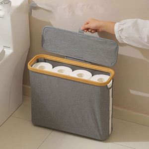 Cestas Organizadoras Plegables de Bambú de 12 Compartimentos, Porta Accesorios de Baño, Cesta para Guardar Papel Higiénico - Product Image 1