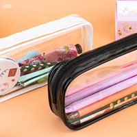 Étui à crayons pour enfants en PVC transparent imprimé sur mesure avec fermeture éclair