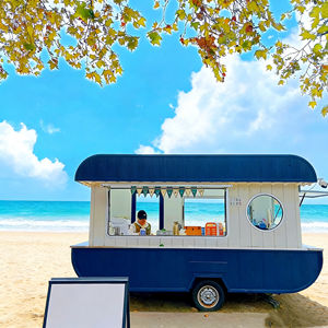 Chariot de restauration mobile rustique et rétro pour stand de rue, marché nocturne, sandwichs, snacks, boissons, petite entreprise de restauration en plein air - Product Image 3