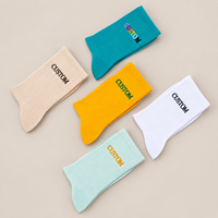 Chaussettes unisexes en coton respirant à côtes, avec logo brodé personnalisé