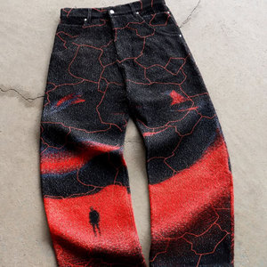 <span class=keywords><strong>Jeans</strong></span> Vintage Effetto Consumato Sbiadito Stile Y2k Vestibilità Ampia Orlo Tagliato Curvo Oversize Streetwear <span class=keywords><strong>Uomo</strong></span> con Grafica 3D e Patch Ricamate - Product Image 4