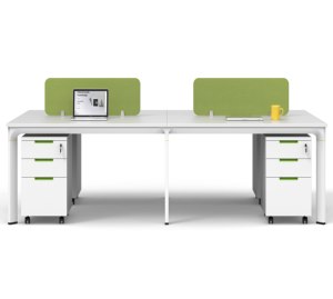 Modern Office Team Work <b>Desk</b> Modular Computer Laptop Station Table Set with Stainless Steel and Screen Partition - Product Image 1