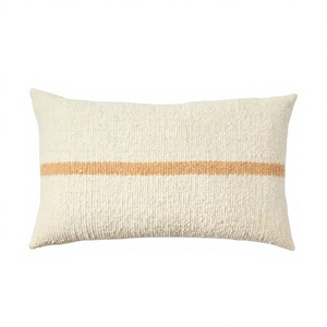 Designer Vintage Boho Rust Stripe Wool Pillow Cover Luxury Handwoven Decorative <b>Throw</b> Pillow by <b>Indian</b> Textiles H/L Pattern - Product Image 1
