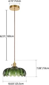 Lampada <span class=keywords><strong>a</strong></span> <span class=keywords><strong>Sospensione</strong></span> in Vetro Verde Lampadario Stile <span class=keywords><strong>Vintage</strong></span> - Product Image 6