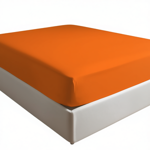 Sábana Ajustable 100% Algodón Naranja Francés Individual 90x190cm - Product Image 3