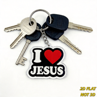 Gantungan Kunci I LOVE JESUS Hati Merah Tebal & Teks Putih di Latar Belakang Hitam, Pesona Akrilik Transparan untuk Kunci, Tas, Ransel