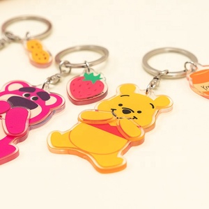 Porte-clés lumineux réutilisable en acrylique avec motif animal de dessin animé imprimé UV, avec alliage et taille de 4,2x6,2 cm pour enfants - Product Image 1