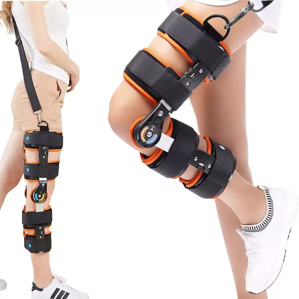 Hkjd Rom Scharnierende Knie Brace Medische Orthopedische Hoek Verstelbare Rom Kniebrace Knie Startonderbreker Ondersteuning Voor Artritis