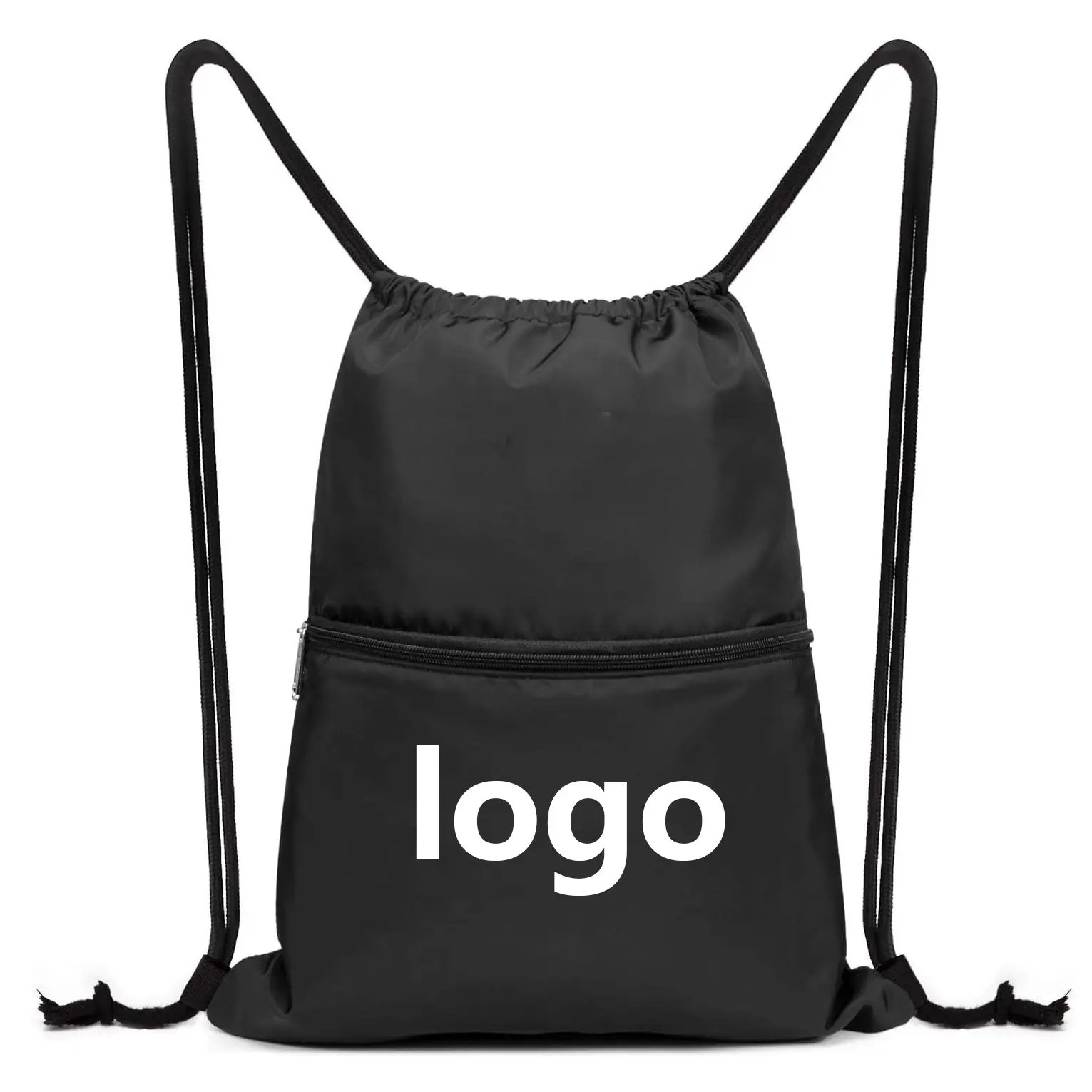 Logo personnalisé Sac à dos étanche de voyage de haute qualité Sports Fitness Sac à dos 210d en polyester bon marché avec cordon de serrage