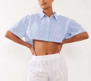 Top corti casual con tasche, sexy, <span class=keywords><strong>a</strong></span> maniche corte, camicie da ufficio per <span class=keywords><strong>donna</strong></span>, bluse <span class=keywords><strong>blu</strong></span> <span class=keywords><strong>e</strong></span> <span class=keywords><strong>bianche</strong></span> per <span class=keywords><strong>donna</strong></span>, <span class=keywords><strong>camicia</strong></span> <span class=keywords><strong>a</strong></span> <span class=keywords><strong>righe</strong></span> <span class=keywords><strong>blu</strong></span>, t-shirt da <span class=keywords><strong>donna</strong></span> personalizzata - Product Image 3