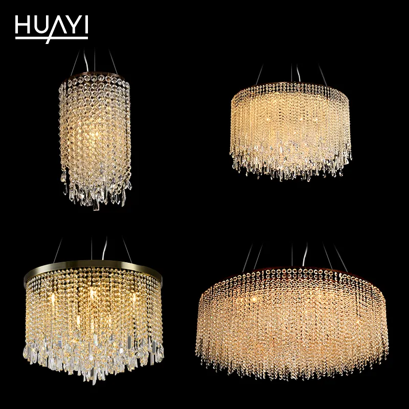 HUAYI, профессиональная люстра с большим дизайном на заказ для ресторана, золотая, K9, Хрустальная, роскошная люстра, светильник