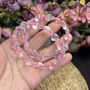 Bracciale in oro Mica Malachite in <span class=keywords><strong>pietra</strong></span> naturale curativa quarzo rosa <span class=keywords><strong>Kunzite</strong></span> a forma di cuore bracciale per la guarigione - Product Image 5