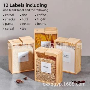 Caja de Almacenamiento de Madera con Tapa, Rectangular, Color Madera Natural, para Arroz - Product Image 3