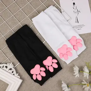 Cat Paw Sleeve Kawaii Lolita Y2k E-girl Cosplay Thigh High Socks 3d Kitten Claw Stockings Cute Pink Cat Paw Pad Gloves Sleeve