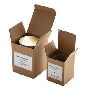 Caja de vela negra de lujo reciclada y embalaje de tarros, Impresión de logotipo personalizado, caja de papel Kraft marrón, cartón con insertos para jabón