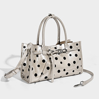 Sac fourre-tout à pois en PU tendance pour femme - Style chic européen-américain avec fermeture magnétique et design de luxe léger