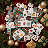 Coffret Cadeau Complet de Mahjong de Luxe pour les Fêtes - Tuiles de Mahjong Américain en Acrylique Stratifié Effet Confettis avec Boîte Cadeau OEM ODM