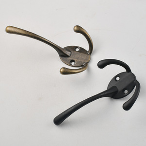 Retro Wall Mounted Double <b>Hooks</b> Heavy Duty Alloy Coat Hanger <b>Hook</b> For <b>Kitchen</b> Bathroom Black Bronze Color - Product Image 3