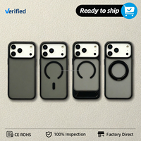 Coque de téléphone effet peau avec support rotatif pliable magnétique en TPU PC pour iPhone 18 ProMax