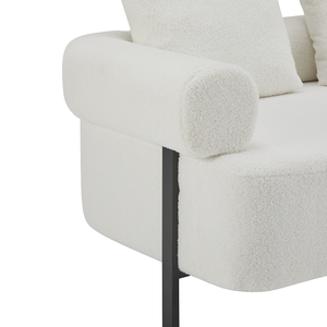 Modern Square 3-Seater Beige Upholstered <b>Sofa</b> Set Oversized Comfy with 3 Plush <b>Pillows</b> for Apartment & Villa Living Room Bedroom - Product Image 2