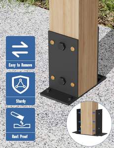 Heavy-Duty Black Powder Coated Metal <strong>Post</strong> Anchor Deck <strong>Fence</strong> Pergolas Porch Railing Support <strong>Bracket</strong> <strong>for</strong> <strong>Concrete</strong> - Product Image 5