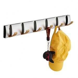 Porte-manteau mural pliable à 6 crochets, avec crochet adhésif et serrure à mortaise métallique pour porte, pour la sécurité - Product Image 3