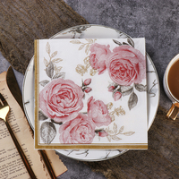 Vente en gros de serviettes en papier imprimées avec logo personnalisé Serviettes pour le dîner et le cocktail Élégante serviette en papier tissu avec feuille d'or