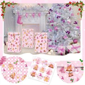 Sac en papier kraft blanc à fond plat pour snacks, bonbons et friandises – Idéal pour les cadeaux de fête de Noël rose – Vente chaude - Product Image 6