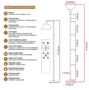 360 Versatile Modern Metal LED Floor Lamp Remote Adjust Brightness Durable Lampshade Replaceable <b>Bulb</b> Reliable Base Office - Product Image 4