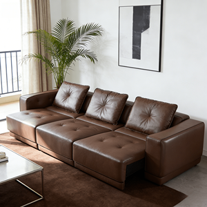 Divano <span class=keywords><strong>Letto</strong></span> Elettrico Reclinabile a Tre Posti in Vera Pelle, Stile Trendy, Traspirante e Delicato sulla Pelle, per Soggiorno - Product Image 2