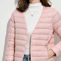 Jaket Bulu Angsa Putih Ringan Wanita dengan Logo Kustom, Mantel Puffer Berlapis untuk Musim Dingin dan Awal Musim Semi, Pakaian Luar Ruangan
