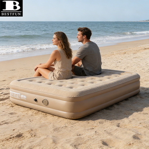 Matelas pneumatique gonflable surélevé Queen Size à pompe intégrée, portable, pour la maison, les invités et le camping - Product Image 4