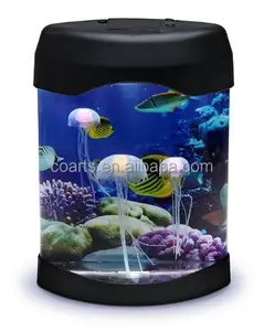 Novelty LED desktop mood Lamp mini jellyfish tank