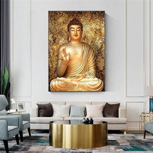 Modern Golden <strong>Buddha</strong> Statue Print Art <strong>Canvas</strong> Poster for Living Room Decor Home Wall Picture <strong>Painting</strong> - Product Image 4
